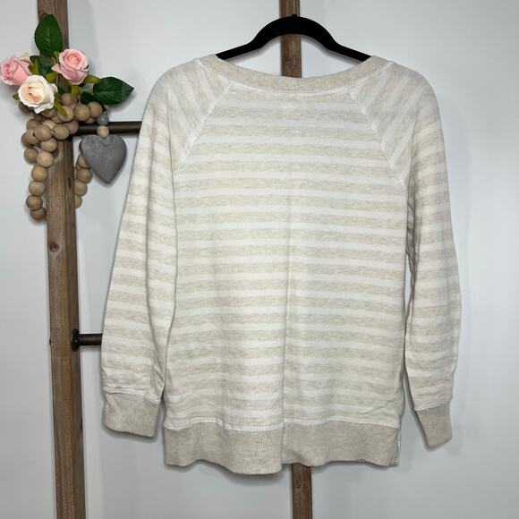 Aerie Long Sleeve Boat Neck Striped Sweatshirt Size Large - Picture 6 of 8